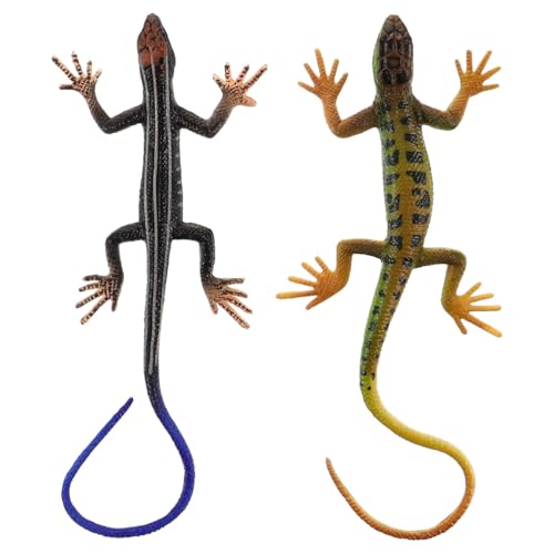 NUOBESTY Realistic Fake Lizard Artificial Model Reptile Plastic Lizard Action Figures Trick Playthings Prank Educational Toys 2Pcs