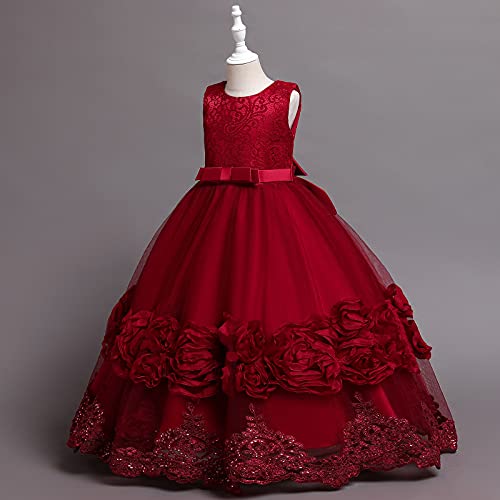 Flower Girl Lace Dress for Kids Pageant Wedding Bridesmaid Party Maxi Gown Princess Communion Sequins Tulle Dresses2