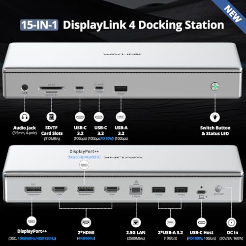 Estación de acoplamiento USB C con cuatro salidas 4K y carga de 100W 2