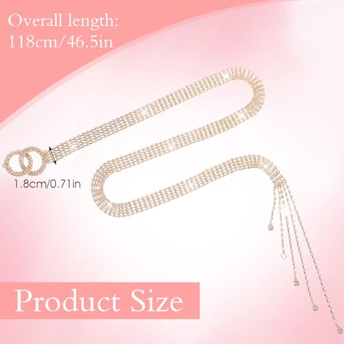 JIEYAO Rhinestone Belt for Women, Sparkle Crystal Waist Chain Belt Adjustable O-Ring Waistband Belt for Jeans Dresses3
