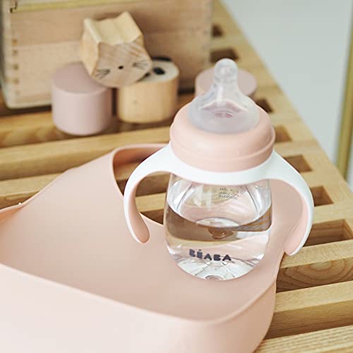 BEABA 2-in-1 Baby Bottle to Transition Sippy Cup, No Spill Sippy Cup, Includes Removable Handles, Silicone Baby Bottle Nipple and Soft Spout, 7 oz (Rose) by Béaba - Used condition - Image 4