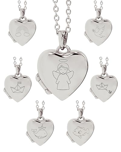 Kette Mädchen Kommunion Geschenk | Kinder Medaillon Herz zum...