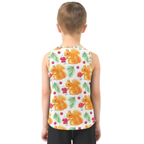 J JOYSAY Fall Mushroom Squirrel Boys Tank Top Sleeveless Muscle Shirts Quick Dry Kids T-Shirts 3-15T3