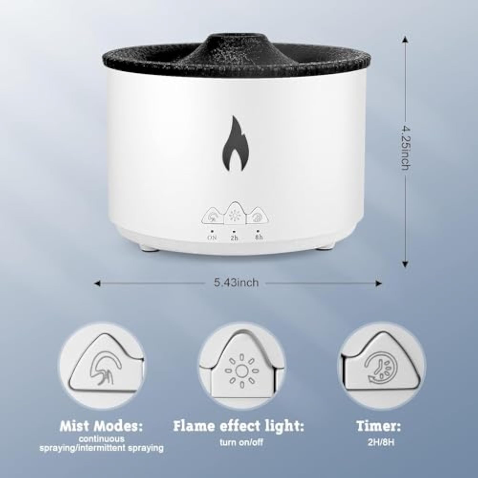 Koshiya 300ML Aromatherapy Diffuser with Flame and Volcano Mist Modes