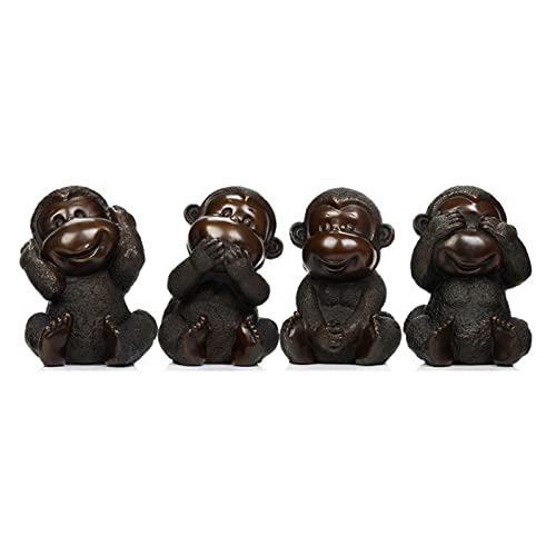 Singe en laiton décoration de bureau 4 pièces artisanat d'art zodiaque chinois chic