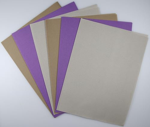 Image of KCS 4 /6 pc of 12 inch x 18 inch(30cmx45cm) 18CT Counted Cotton Aida Cloth Cross Stitch Fabric (6 pc,Pearl Grey+Khaki+Lavender)