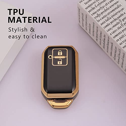 Image of Keycare TPU Key Cover Compatible for: Victoris, Glanza, Urban Cruiser Hyryder Smart Key (Gold Black)