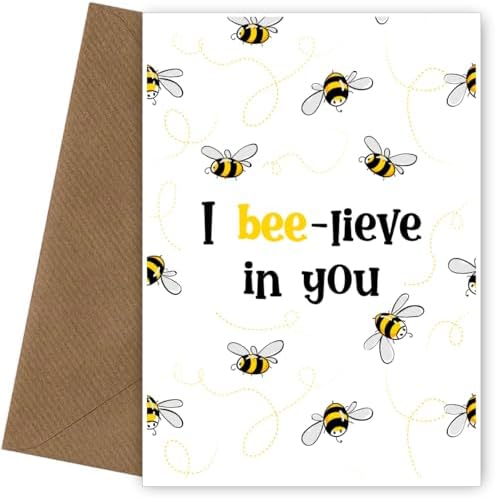Bee Pun Card: Good Luck, Exam Motivation - UK - View #12