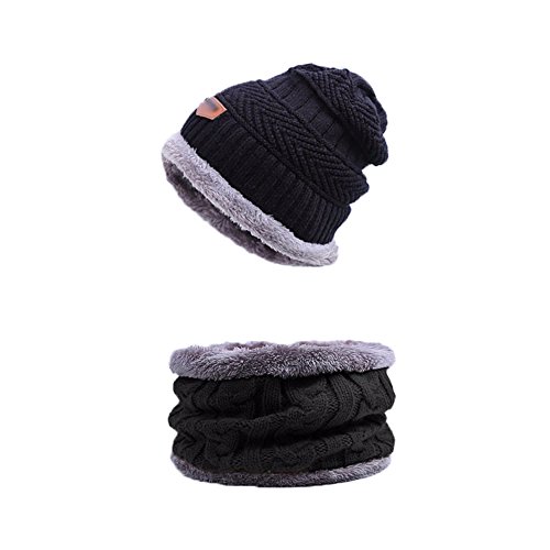 Kinder Warm Gestrickte Hüte & Schal Set Sportbekleidung Winter Mützen Caps Strickmütze Kopfbedeckungen Stirnbänder Skifahren Hut Herbst Draussen Sport Kappe Hals Schalldämpfer Sets mit Inside Plüsch Cover