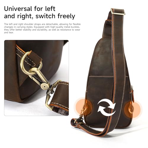 Image of NIUCUNZH Genuine Leather Crossbody Sling Bag Handmade Classic Vintage Shoulder purse daypack Backpack