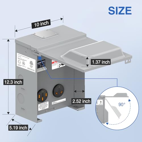 Image of Nilight 30 50 Amp RV Power Outlet Box with Breaker NEMA 14-50R TT-30R | 125 /250V Temporary Receptacle Panel ETL Listed Heavy Duty Enclosed Lockable Waterproof for EV Camper Van Travel Trailer