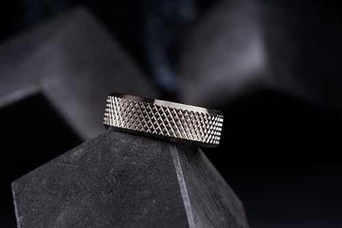 100S JEWELRY Knurl Tungsten Rings with Knurling Diamond Pattern Men Wedding Band 8mm wide Hypoallergenic Size 6-164