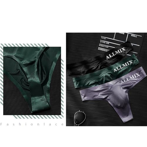 3Pcs Ice Silk Sexy Thong For Men Underwear Breathable QuickDry Seamless T-back for Sports & Home Wear4