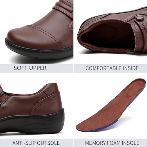 Image of QAE Loafers for Women Orthopedic Loafers for Women Comfortable Women's Flat Slip-Ons Shoes for Dress Work Business Casual
