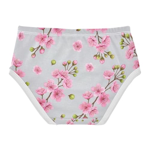 Pink Flowers Gray Cotton Toddler Underwear, Girls Underwear Cotton, 2T–8 Years2