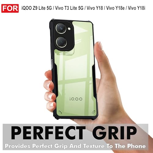 Image of Zapcase Back Case Cover for iQOO Z9 Lite 5G | Compatible for iQOO Z9 Lite 5G Back Case Cover | Clear Case with Camera Protection | (TPU + PC | Matte Black)