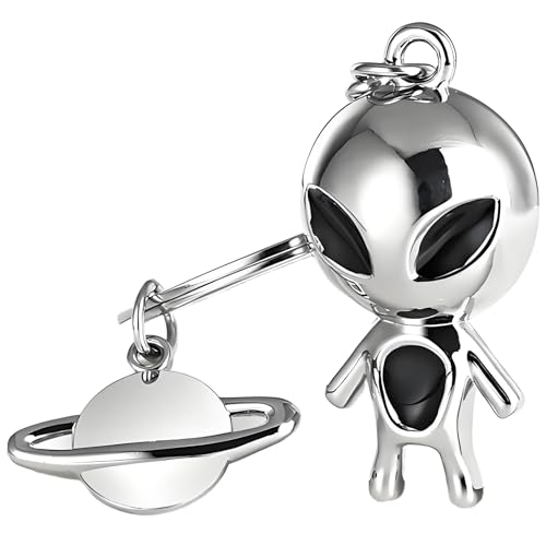 MUAMAX Aliens Space Keychain,Alien Pendant Keychain Gifts for Women Mens,Space
