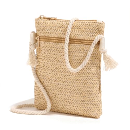 Small Crossbody Cell Phone Bag for Women,Straw Summer Purses Beach Bags Mini Over Shoulder Handbag - Main Image