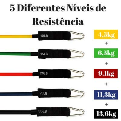Kit Elástico Extensor Premium 11 Peças Tubing Bravus Sport