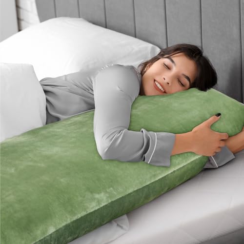 Image of BEDELITE Body Pillow Cover with Zipper Closure, Super Soft and Cozy Fuzzy Fleece Body Pillow Case Cover 20 x 54 Inches, Sage Green