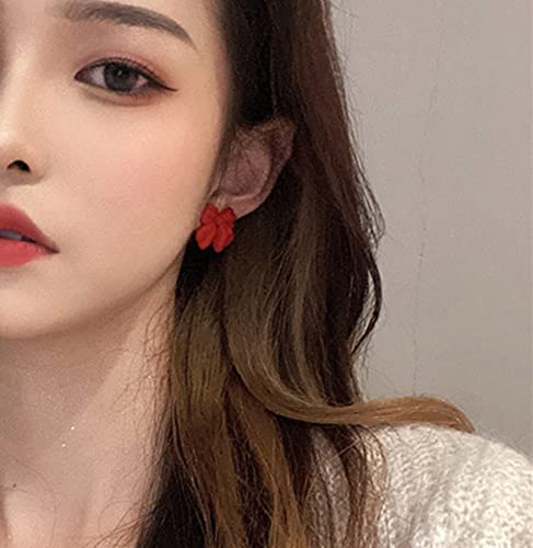 Artist Bow Tie Ribbon Stud Earrings for Women Red Black Daily Bow Earring Jewelry2