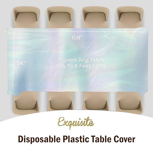 Image of Party Solids Iridescent Rectangular Plastic Tablecloth - 54x108 Inch, Pack of 24