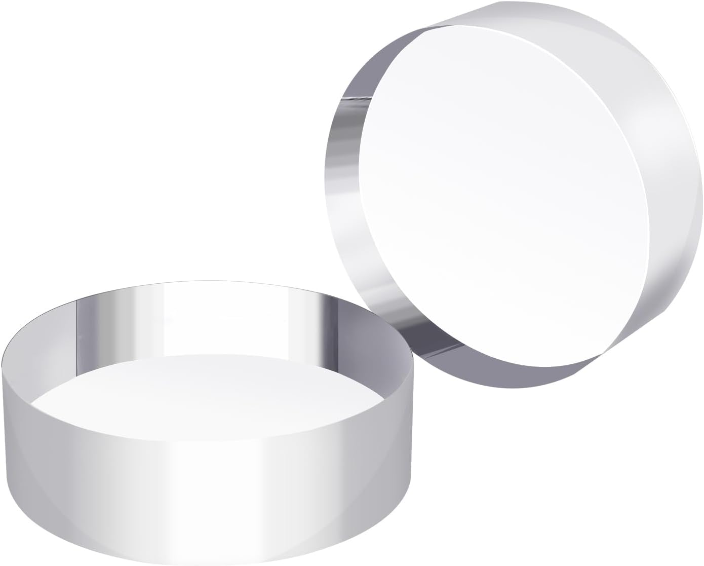 2 Pack Acrylic Round Display Block, 3 x 3 x 1 Inches Edge Polished Clear Display Pedestal Display Base