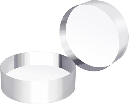 Acrylic Round Display Block, 2 Pieces 3 x 3 x 1 Inches Edge Polished Clear Display Pedestal Display Base