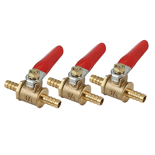 uxcell ボールバルブ ボール弁 真鍮 ホースフィッティングコネクタ ミニ 180度 空気水燃料パイプ用 3個入り...