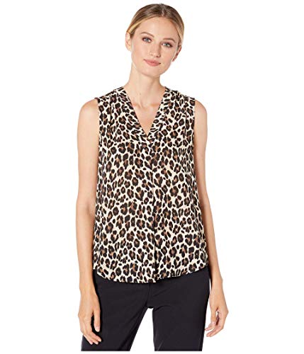Vince Camuto Sleeveless V-Neck Elegant Leopard Blouse Rich Black XL