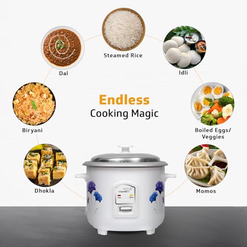 V-Guard VRC 1.0 C 1-Litre Electric Rice Cooker Small with 400 W Power (New Launch) | 2 Pots, Spatula, Rice Separator | 2-Year Product & 5-Year... - Image 4
