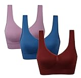 Vermilion Bird Women's 3 Pack Seamless Comfortable Sports Bra with Removable Pads Pack of 3 M