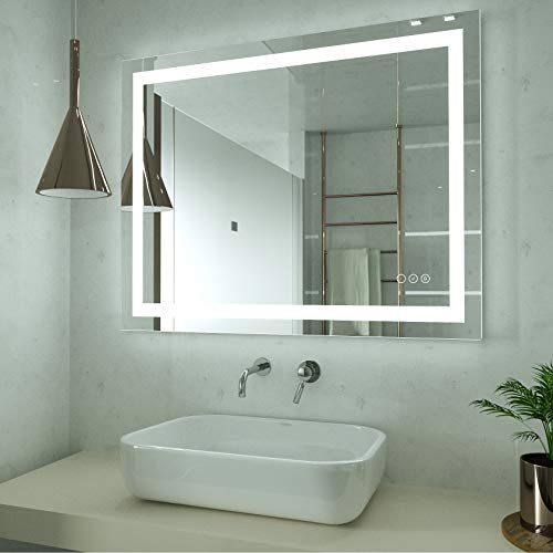 HAUSCHEN 32x40 inch LED Bathroom Wall Mounted Mirror with High Lumen+CRI 95 Adjustable