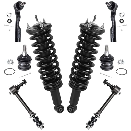 Image of Detroit Axle - 8pc Front Struts Kit for Toyota 2003 2004 2005 2006 Tundra, Struts & Coil Spring Sway Bar Links Outer Tie Rod Ends Upper Ball Joints Replacement Suspension Ready Struts Shocks Assembly