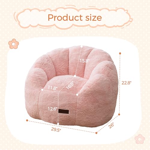image for MAXYOYO Kids Bean Bag Chair, Floral Shaped Bean Bag Sofa, Plush Faux F