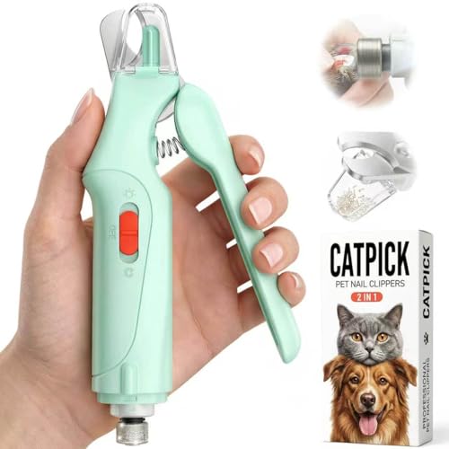 Image of CATPICK 2-in-1 Cat Nail Clippers & Dog Nail Clippers Trimmers for Large Medium Small Dogs Cats Claw Trimmer Quick Sensor and Safety Guard USB Rechargeable with 2 LED Lights Dogs Nail Trimmer