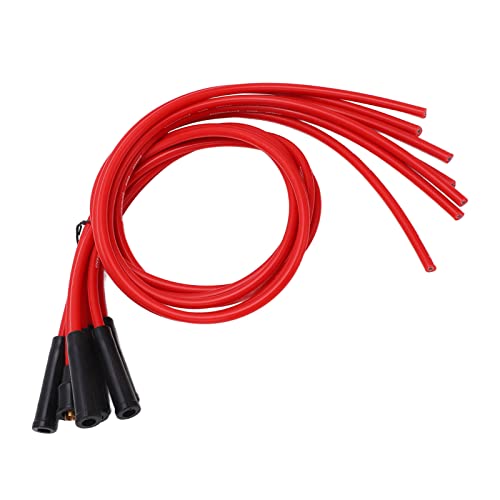 Cables de bujía de 8mm con materiales duraderos y conexión directa en color rojo 6