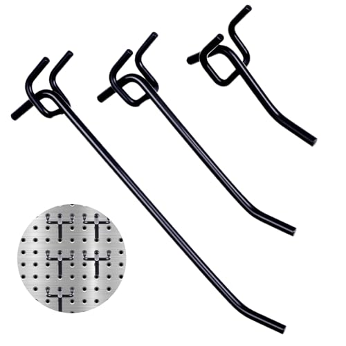 Limbeuuu 60Pcs Black Pegboard Hooks, 2/4/6 Inch Pegboard Wall Hook Heavy Duty Shelving Hook Fit 1/4