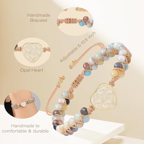 Image of Gifts for Daughter Granddaughter, To My Mom Grandma Wife Girlfriend Sister Jasper Heart Bracelets Birthday Graduation Anniversary Christmas Stocking Stuffers Valentines Mothers Day Jewelry