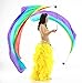 2Pcs Silk Veil + 2Pcs Poi Chain Ball Women Belly Dance Poi Streamer Throw Ball Stage Props(Rainbow)