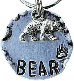 Dog Tags for Dogs, Grizzly Bear Tag, Nature Dog Tag, Pet ID Tag, Bear Pet Tag, Bear Paw Dog Tag, Dog Tags, Hand Stamped Tags, Dog Tag, Pet Tag, Cat Tag (1")