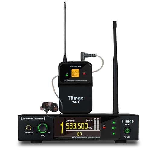 Image of UHF Wireless In-Ear Monitor System - 99 UHF Frequencies Mono IEMs for Musicians, 164ft Stable Transmission Range, Ideal for Stage Performance, Bands, Studio Recording, Lectures & Speeches (WG1)