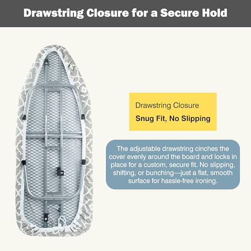 Image of Small Ironing Board Cover and Pad 12.5 inchx30 inch Small Iron Board Cover with Padding, Tabletop Mini Ironing Board Cover and Pad Small Size, Cotton Canvas,Heat Resistant, Drawstring Geometric