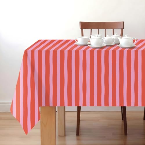 El Mejor Listado de Mantel rojo , tabla con los diez mejores. 41 GreenPine - Mantel de 3 piezas a rayas rosas y rojas, impermeable, de plástico, a rayas, rectangular, para decoración de mesa para el hogar, cocina, fiesta, picnic, 54 x 108...