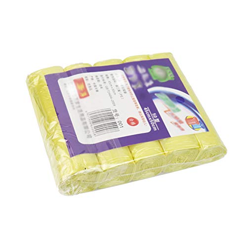 Garbage Bag, 5 Rolls 100Pcs Household Disposable Trash Pouch Kitchen Storage Garbage Bags Yellow