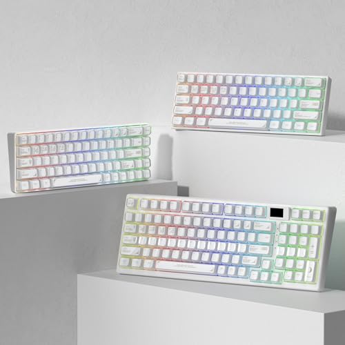 Image of dagaladoo Clear keycaps,Transparent Keyboard keycaps,Jelly Key caps Set,Shine Through keycap,Cherry Profile Keyboard caps for Mx Switches Mechanical Keyboard(White Jelly)