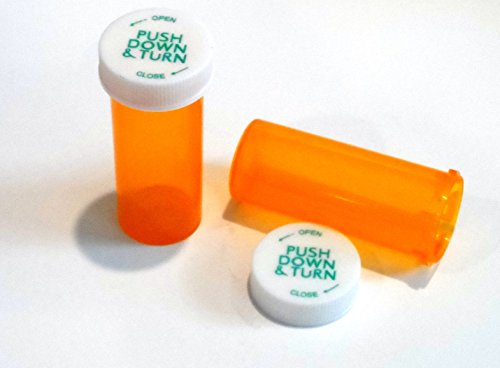 Plastic Prescription Vials/Bottles 100 Pack w/Caps 8 Dram Size-NEW