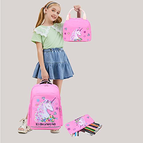 Btoop Girls Backpack For Kids Elementary Bookbag Girly School Bag With Insulated Lunch Tote And Pencil Pouch For Children (Light Pink - 3 Pices) #TOP1