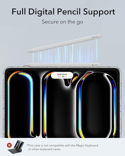 Image of ESR for iPad Pro 13 Inch Case (M5 /M4) 2025 /2024, Thin and Lightweight, Shock and Drop Protection, Yellowing Resistant, Hard Back, Supports Pencil Pro and Pencil(USB-C), Classic Series, Clear Shimmer