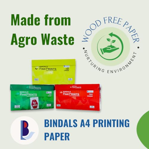 Image of BINDALS White Copier Paper | A4 Size | 75 GSM | 5 Reams & 500 Sheets per ream | Bright Plain Printing Paper | Fine Quality & Eco-friendly
